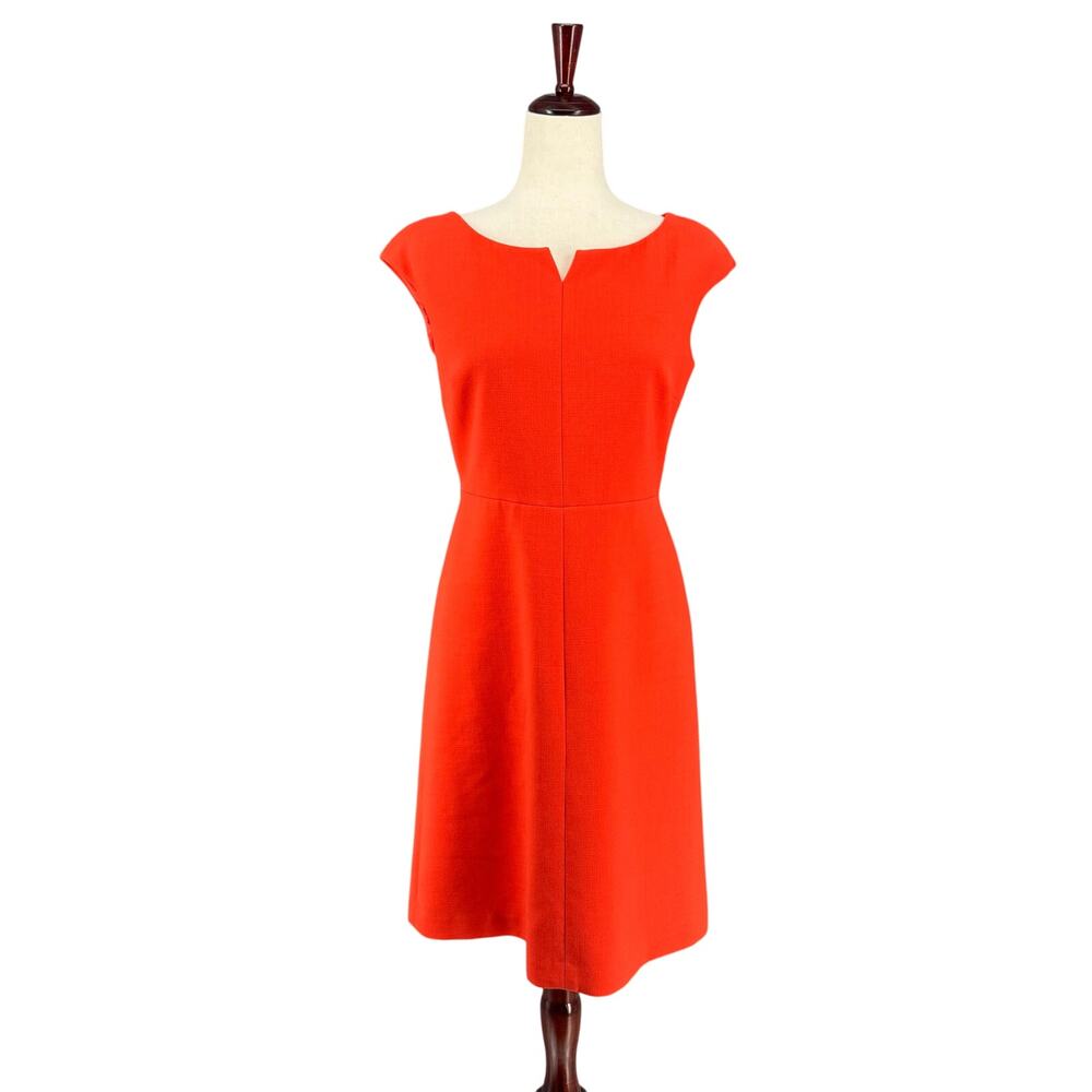 Tory Burch Wool Blend Preppy Sleeveless Sheath Dress Womens 6 Orange No Belt‎